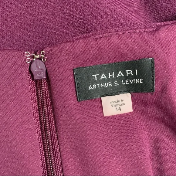 Tahari Arthur S. Levine Color Block Dress Cap Sleeve Square Neckline Size 14 - Picture 8 of 9